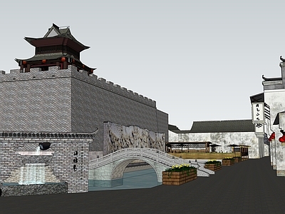 中式古建筑 古城墙