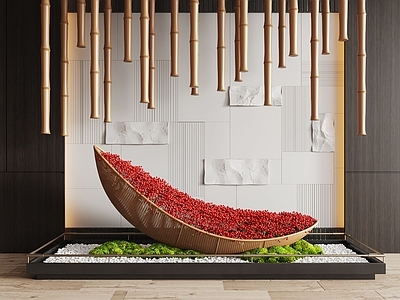 现代室内景观 现代室内景观造景 苔藓景观 景观小品 藤编装置 植物装置