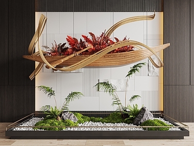 现代室内景观 现代室内景观造 苔藓景观 景观小品 藤编装置 植物装置