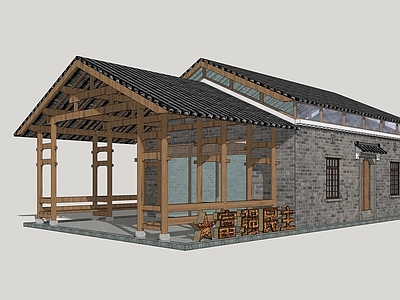 新中式乡村民房 乡村民居 民房建筑 乡村凉亭 自建房 乡村驿站