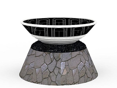 现代其他景观小品 公园莲花盆