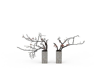 现代摆件组合 梅花摆件
