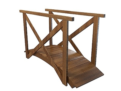 现代其他景观小品 木质小拱桥