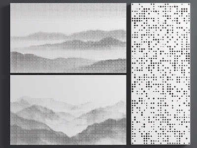 新中式护墙板 山水画冲孔背景墙 渐变穿孔板 穿孔护墙板 矿筛网 云纹波点板