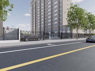 现代简约室内停车场 停车场 道路 护栏