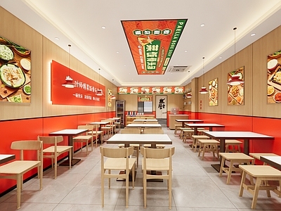 现代原木中餐厅 菜饭骨头汤 快餐店