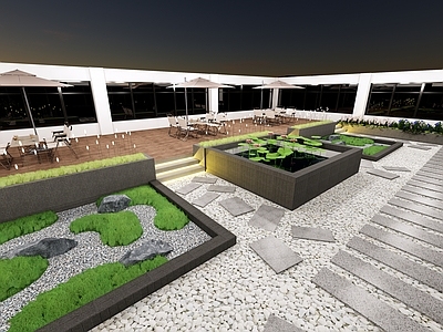 中式屋顶花园 屋顶花园 景观小品