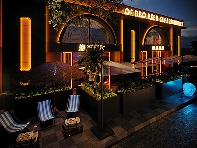 工业烧烤烤肉店 海鲜餐厅 海鲜烧烤 餐厅外摆 网红餐厅