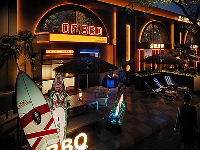 工业门头 海鲜酒楼门头 海鲜烧烤门头 网红餐厅门头 酒吧门头 餐饮门头