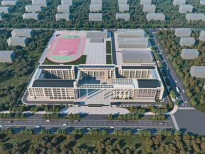 现代学校外观 现代学校 学校鸟瞰 高中 初中 小学