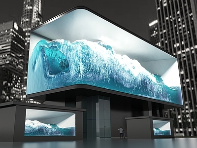 现代其他商业建筑 户外3D大屏幕 转角3D大屏幕 裸眼3D大屏幕 3D投影