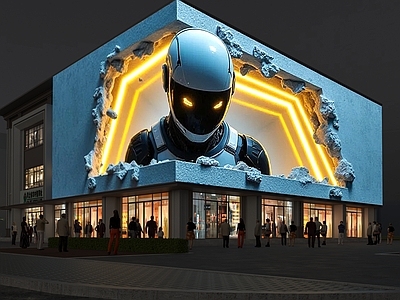 现代其他商业建筑 裸眼3D大屏幕 转角3D大屏幕 3D投影 户外3D大屏幕