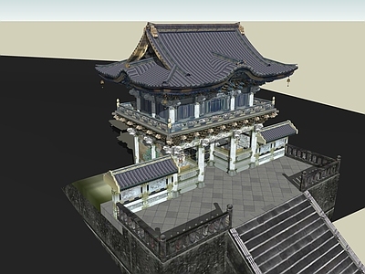 中式古建筑 山门大门
