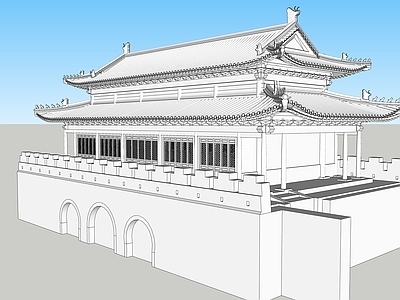 中式古建筑 山门大门