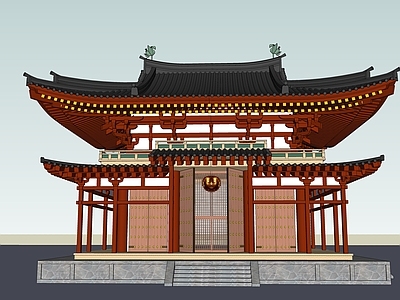 中式古建筑 山门大门