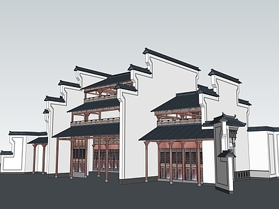 中式古建筑 山门大门