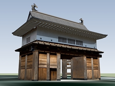 中式古建筑 山门大门