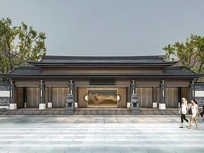 中式别墅庭院 酒店庭院 酒店入口 酒店中庭