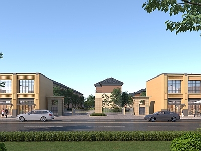 现代其他住宅外观 现代安置房 小区入口 小区门卫 沿街商铺