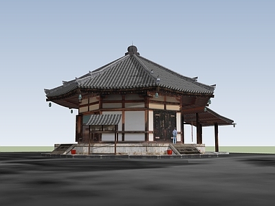 中式古建筑 寺庙大殿