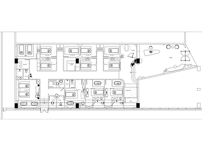 现代极简其他商业空间 美容SPA 300平美容店 养生SPA 美容按摩空间 商场店铺 施工图