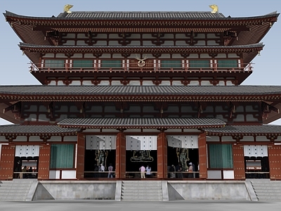 中式寺庙建筑 寺庙大殿