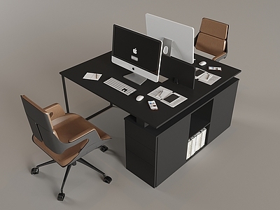 北欧轻奢办公桌椅 轻奢办公桌椅组合 台式电脑实木桌 升降旋转老板椅