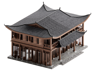 新中式中式古建筑 古建筑 客栈