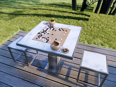 现代户外桌椅 棋盘桌 石桌石凳