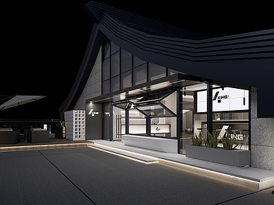 现代中式其他店铺 外景 门头 理发店 古建 发型设计