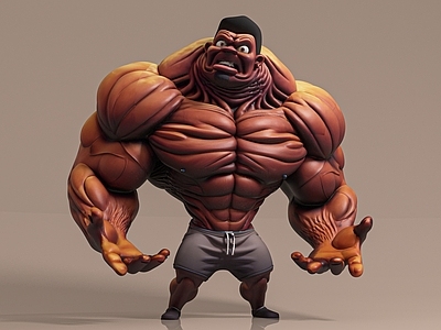 男人 生气愤怒的肌肉男 Q版人物卡通人物 动漫形象抽象创意 手办摆件公仔玩具 美陈道具雕塑雕像