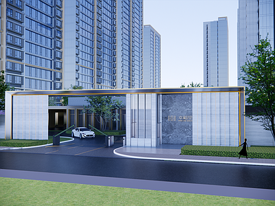 新中式入口大门 小区入口大门 次入口 入口大门 社区入口大门