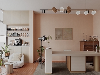 中古奶油直播间 直播间 直播室 书房 直播设备