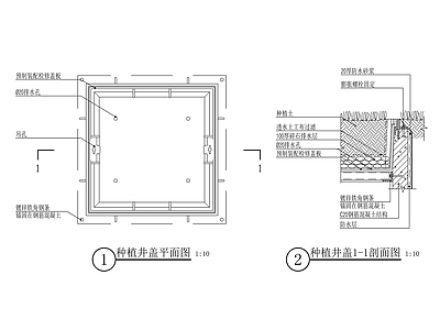 景观节点 绿地种植双层井盖 施工图