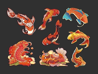 水生动物 鱼 锦鲤 观赏鱼 淡水鱼 墙饰