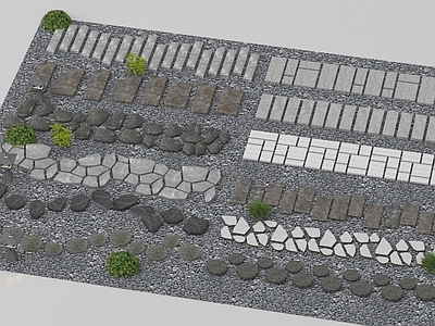 现代其他景观 现代汀步 园路 石板