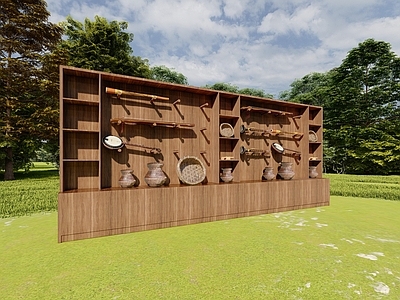 新中式其他摆件 乐器展示柜