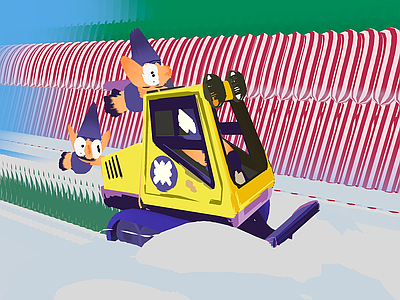 虚拟人物 精灵公路 蓝精灵 推铲雪车 冬天大雪 圣诞节