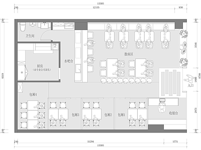 日式其他餐饮空间 106m²日料店 居酒屋 餐饮店 日式餐厅 平面布置图 施工图