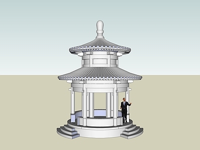 中式古建筑 亭子 圆亭