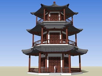 中式古建筑 六角阁楼