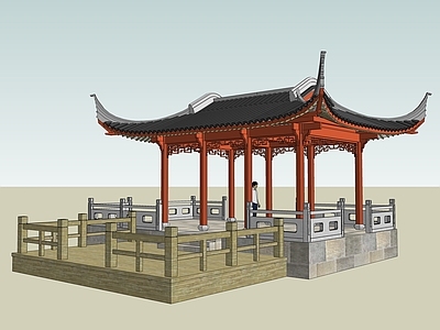 中式古建筑 休憩亭