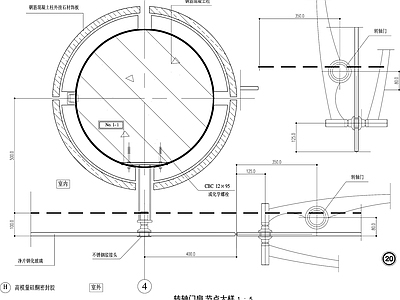 现代门 转轴门 施工图