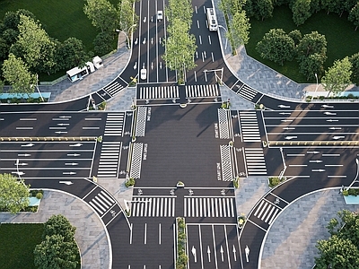 现代道路 十字路口 道路景观 市政道路