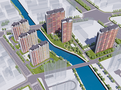 现代小区建筑 现代高层住宅小区