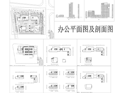 现代轻奢办公楼建筑 科研办公 办公楼平面图 施工图
