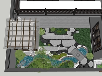 新中式别墅庭院 新中式庭院