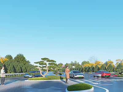现代广场景观 高速入口 市政绿化 道路设计 挡墙绿化