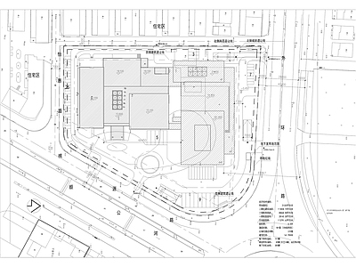 现代极简办公楼建筑 商务大厦总平面图 平面图