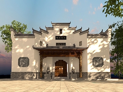 中式中古古建 古建 宗祠 祠堂 中式建筑